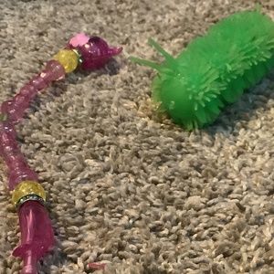 Squishy Caterpillar filled with air and fox bracelet